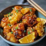 GLAZED ORANGE CAULIFLOWER CHICKEN centered hero view, clean and uncluttered