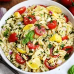 LEMON ORZO SALAD centered hero view, clean and uncluttered