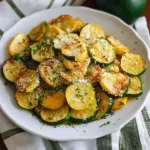 PARMESAN ROASTED ZUCCHINI AND SQUASH centered hero view, clean and uncluttered