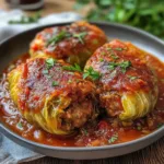 POLISH GOLUMPKI STUFFED CABBAGE centered hero view, clean and uncluttered