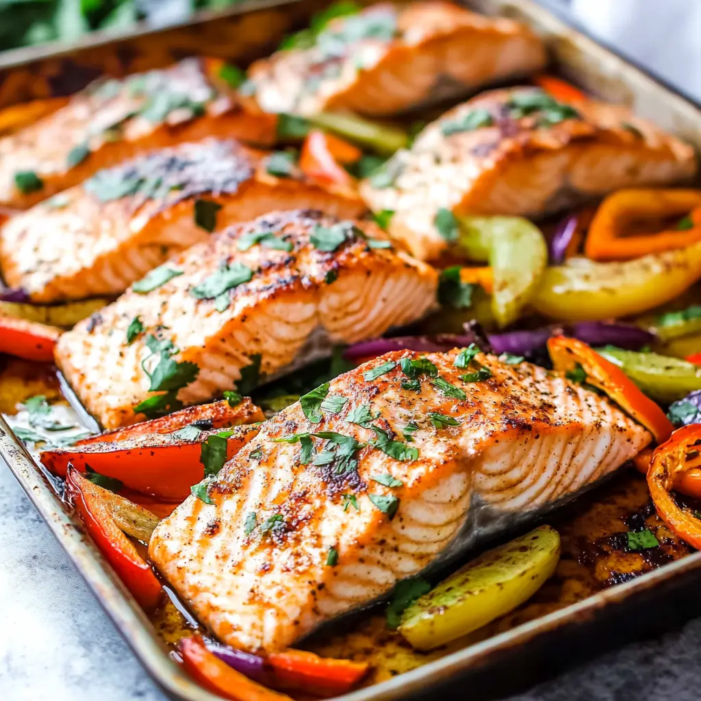 Sheet Pan Fajita Salmon Recipe Easy Quick and Delicious 6 Sheet pan fajita salmon with colorful bell peppers and onions