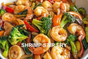 SHRIMP STIR FRY centered hero view, clean and uncluttered