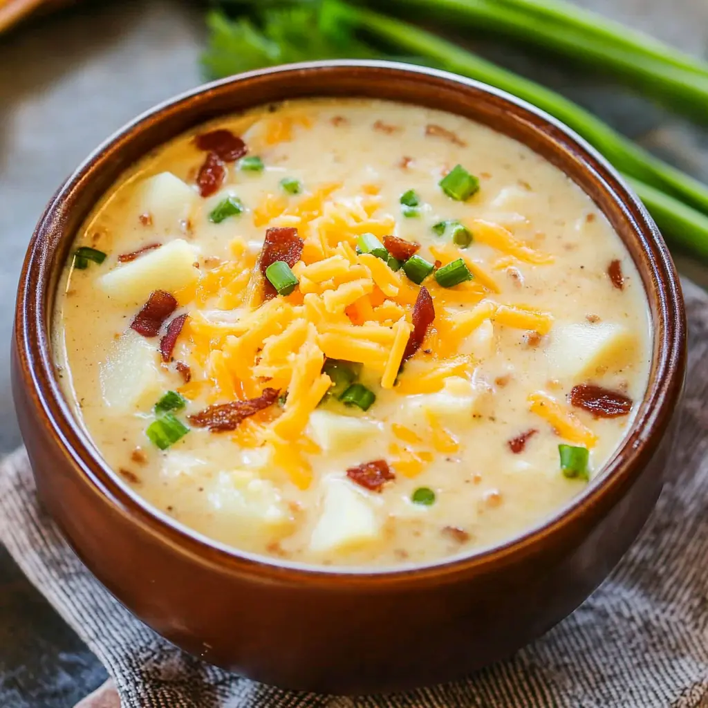 Slow Cooker Cheesy Ranch Potato Soup - Easy Recipe 6 SLOW COOKER CHEESY RANCH POTATO SOUP centered hero view, clean and uncluttered