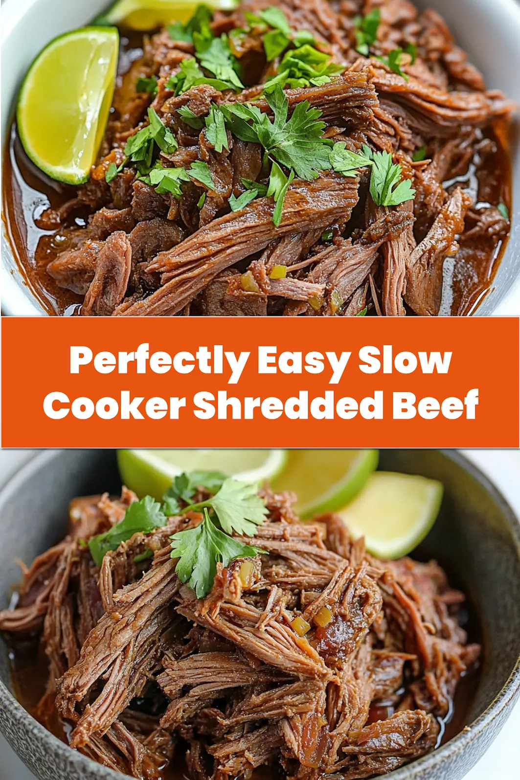 How to Make Slow Cooker Shredded Beef Perfectly 7 Slow cooker shredded beef served, clean and uncluttered_pin