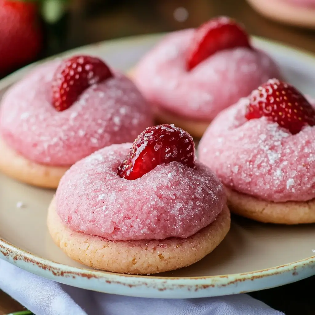 STRAWBERRY KISS COOKIES centered hero view, clean and uncluttered