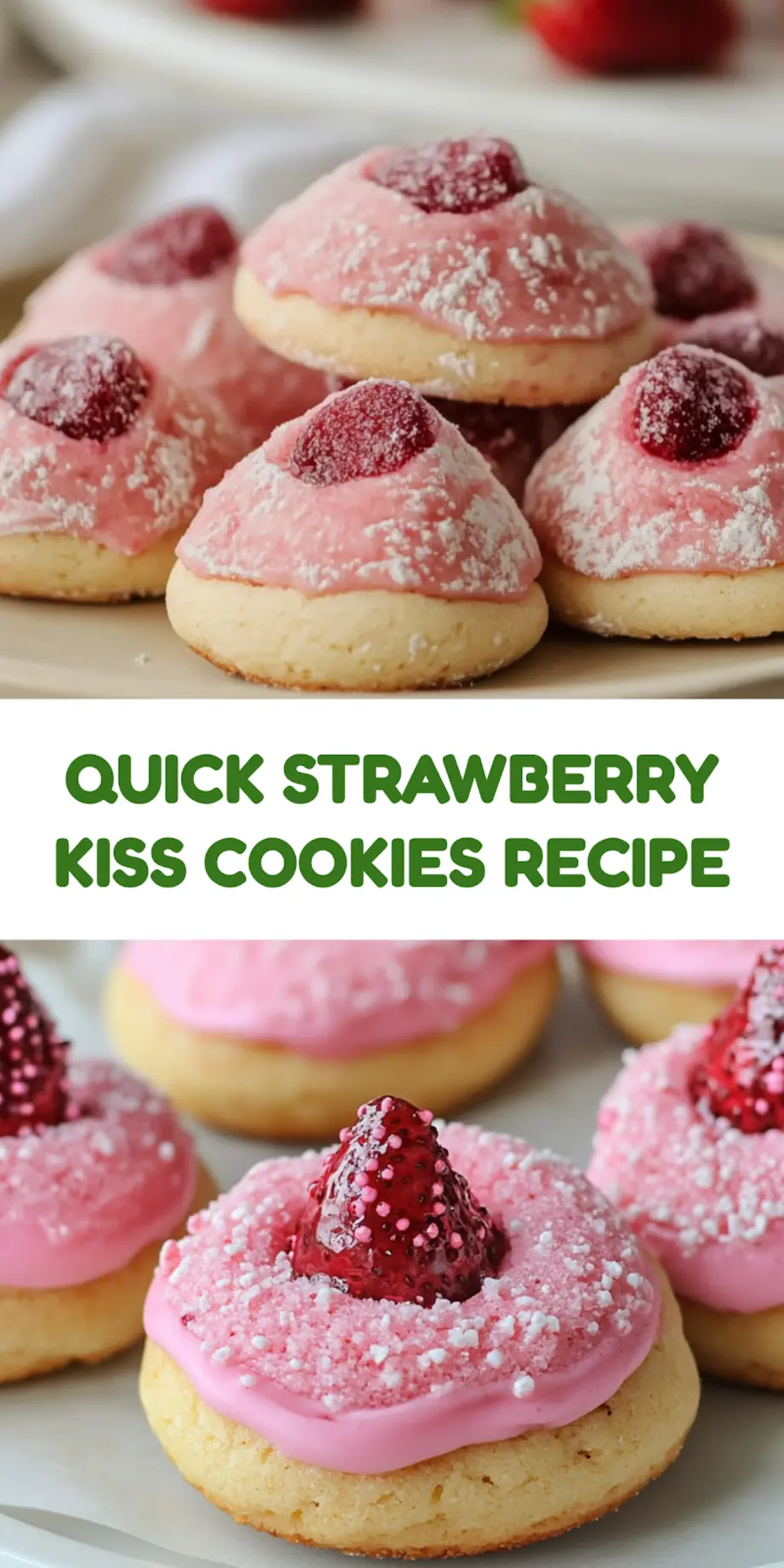 STRAWBERRY KISS COOKIES centered hero view, clean and uncluttered