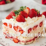 STRAWBERRY ROSE TIRAMISU centered hero view, clean and uncluttered