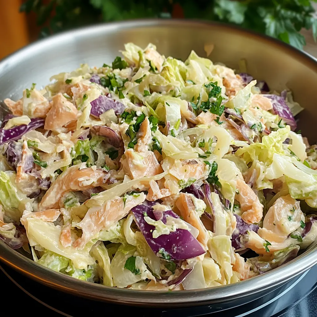 Tuna and Cabbage Salad: Easy Fresh Recipe You'll Love 6 TUNA AND CABBAGE SALAD centered hero view, clean and uncluttered