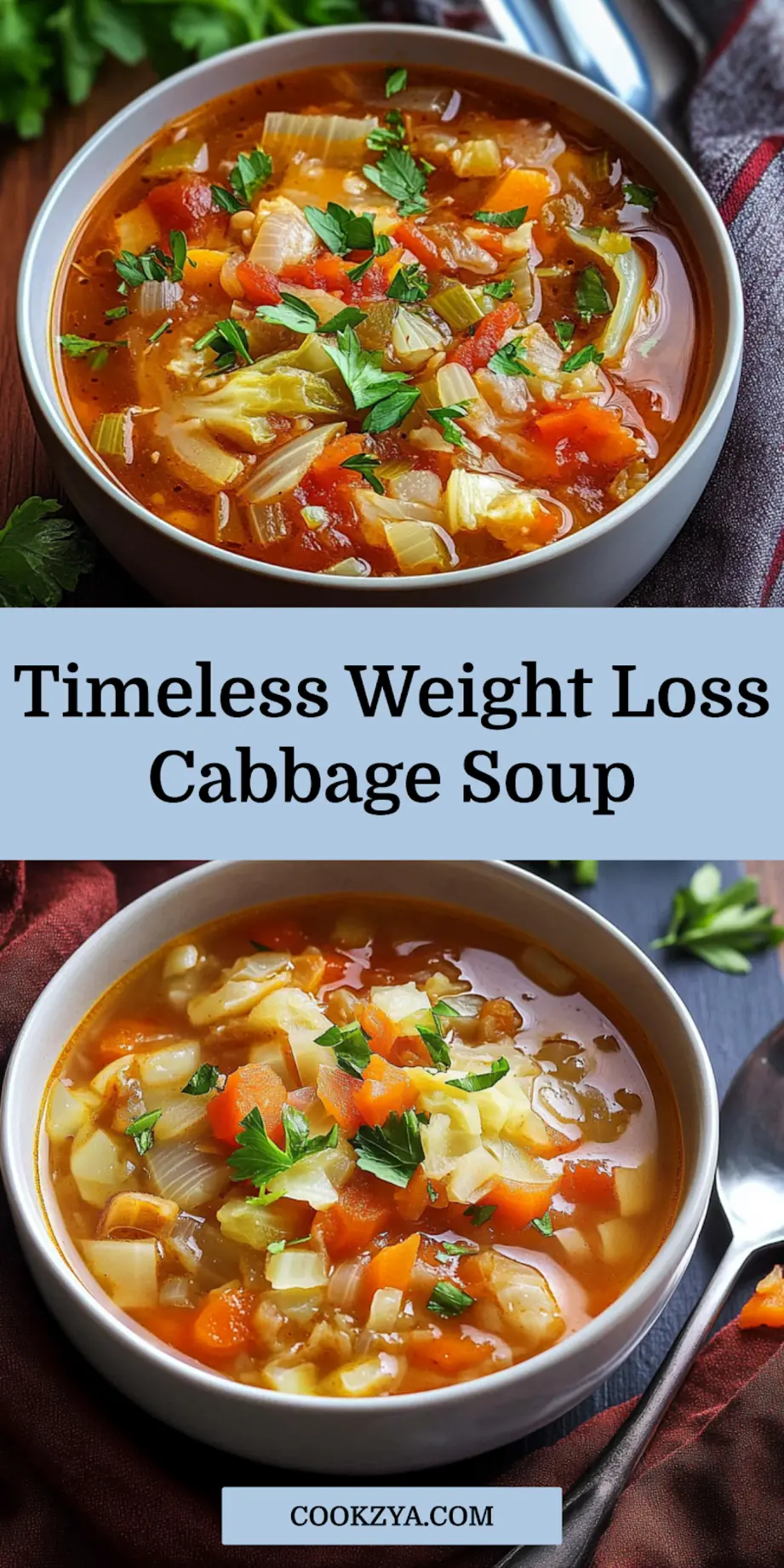 Served bowl of Weight Loss Cabbage Soup, warm and inviting