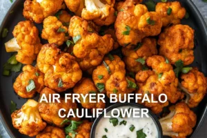 AIR FRYER BUFFALO CAULIFLOWER centered hero view, clean and uncluttered