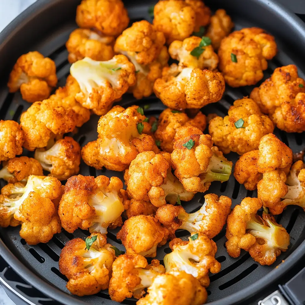 AIR FRYER BUFFALO CAULIFLOWER centered hero view, clean and uncluttered