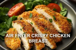 AIR FRYER CRISPY CHICKEN BREAST centered hero view, clean and uncluttered