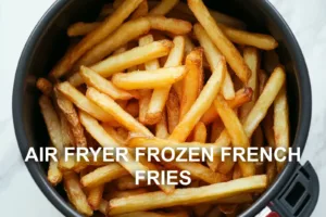 AIR FRYER FROZEN FRENCH FRIES centered hero view, clean and uncluttered