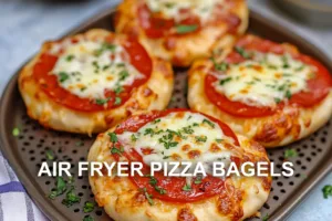 AIR FRYER PIZZA BAGELS centered hero view, clean and uncluttered