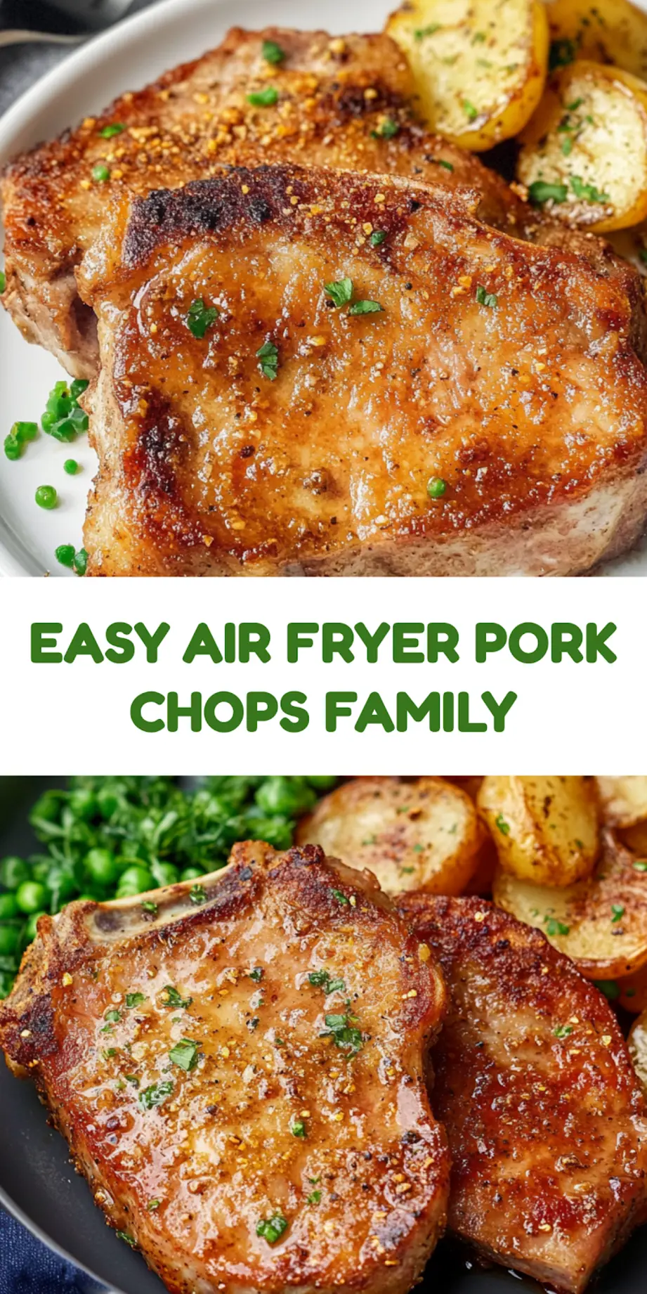 AIR FRYER PORK CHOPS centered hero view, clean and uncluttered
