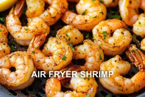 Air Fryer Shrimp Recipe - Easy Crispy and Delicious AIR FRYER SHRIMP centered hero view, clean and uncluttered