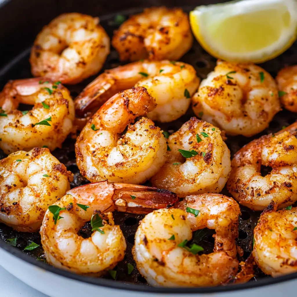 AIR FRYER SHRIMP centered hero view, clean and uncluttered