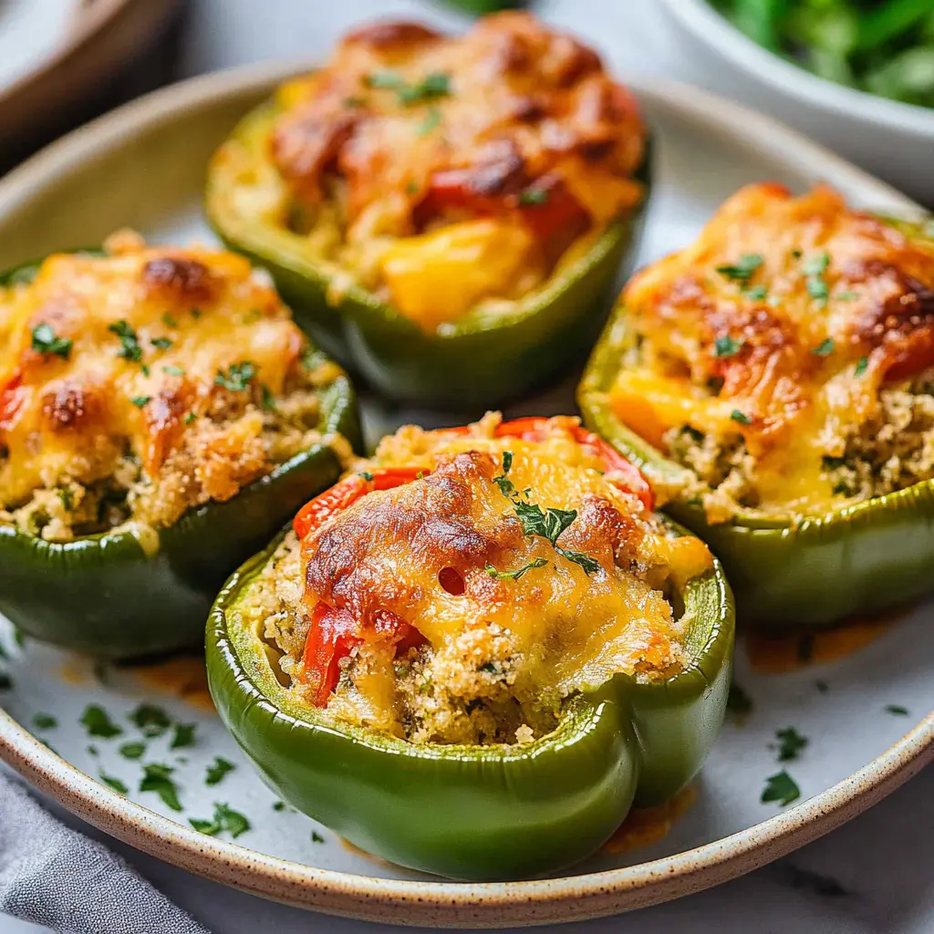 Air Fryer Stuffed Peppers Recipe Easy and Delicious 6 AIR FRYER STUFFED PEPPERS centered hero view, clean and uncluttered