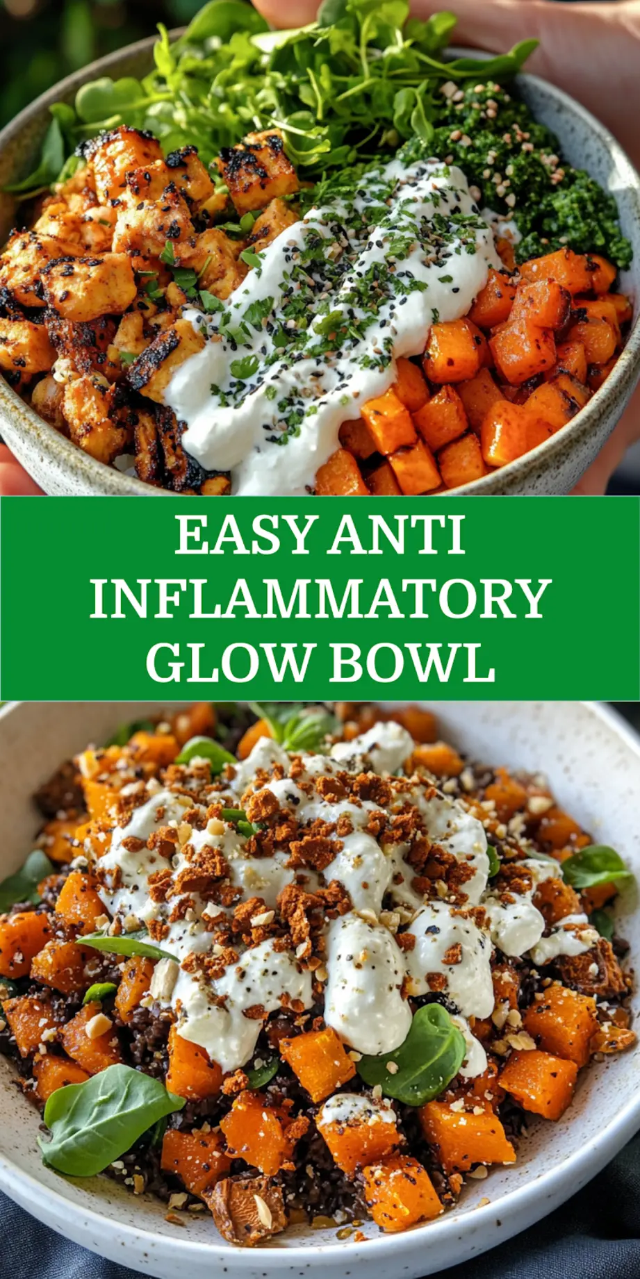 Anti-Inflammatory Glow Bowl with vibrant ingredients and tahini drizzle