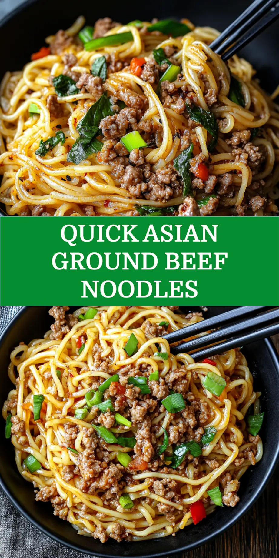 Asian Ground Beef Noodles centered hero view, clean and uncluttered