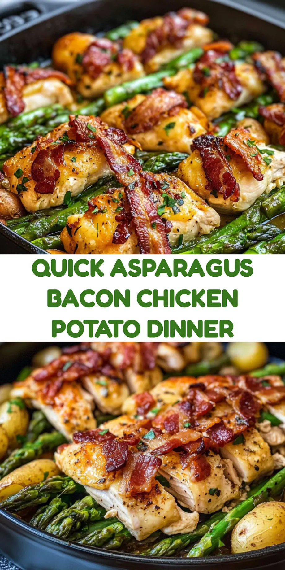 Asparagus Bacon Chicken Potato Recipe Easy and Delicious 7 ASPARAGUS BACON CHICKEN POTATO centered hero view, clean and uncluttered