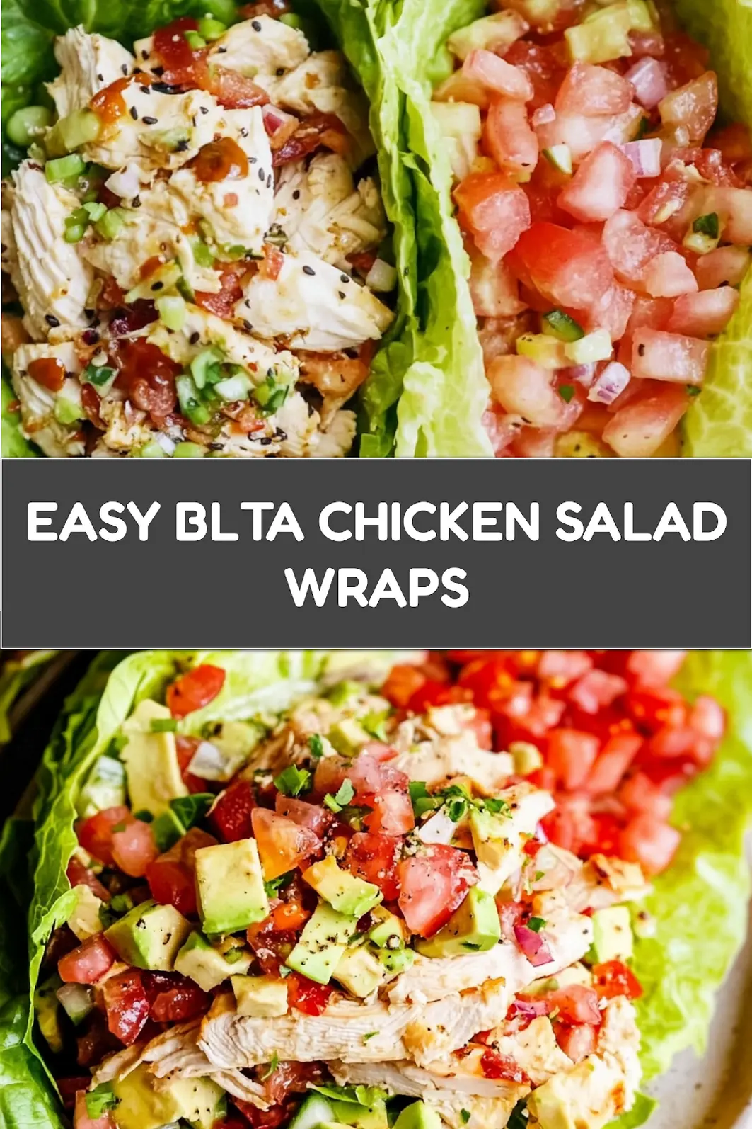 BLTA Chicken Salad Lettuce Wrap Recipe Easy and Fresh 7 BLTA CHICKEN SALAD LETTUCE WRAP centered hero view, clean and uncluttered