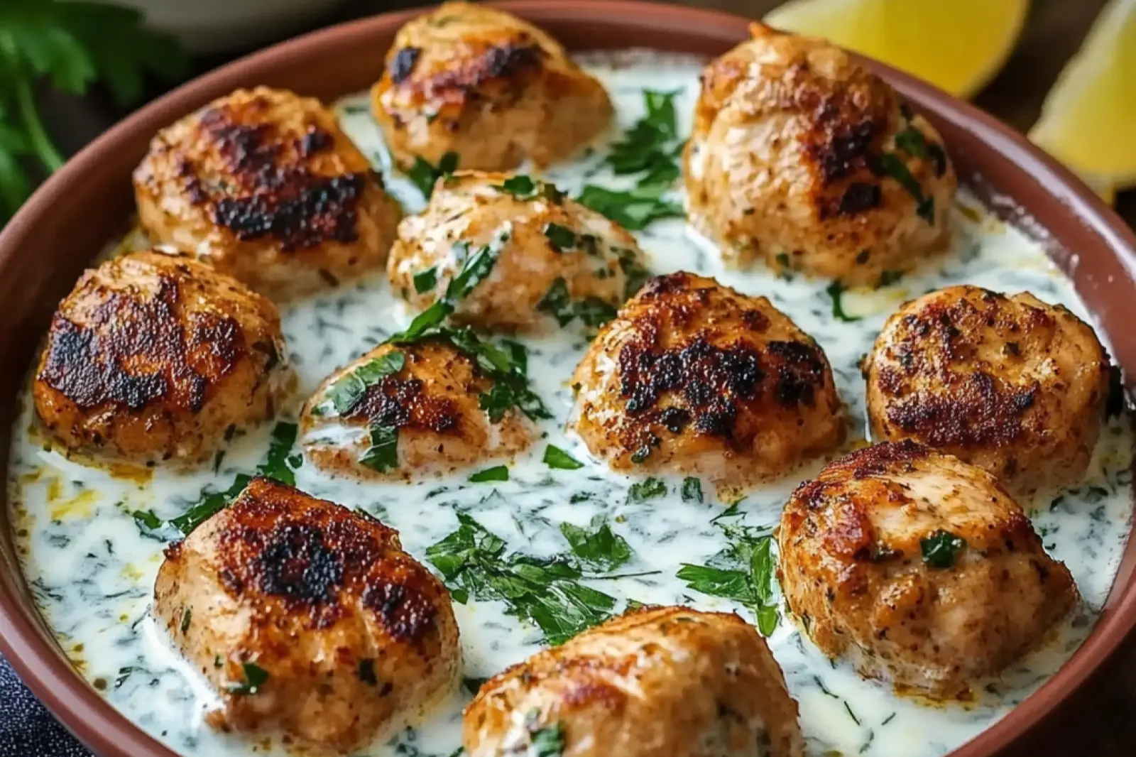 Chicken Kofta Garlic Yogurt Sauce Recipe Easy and Delicious