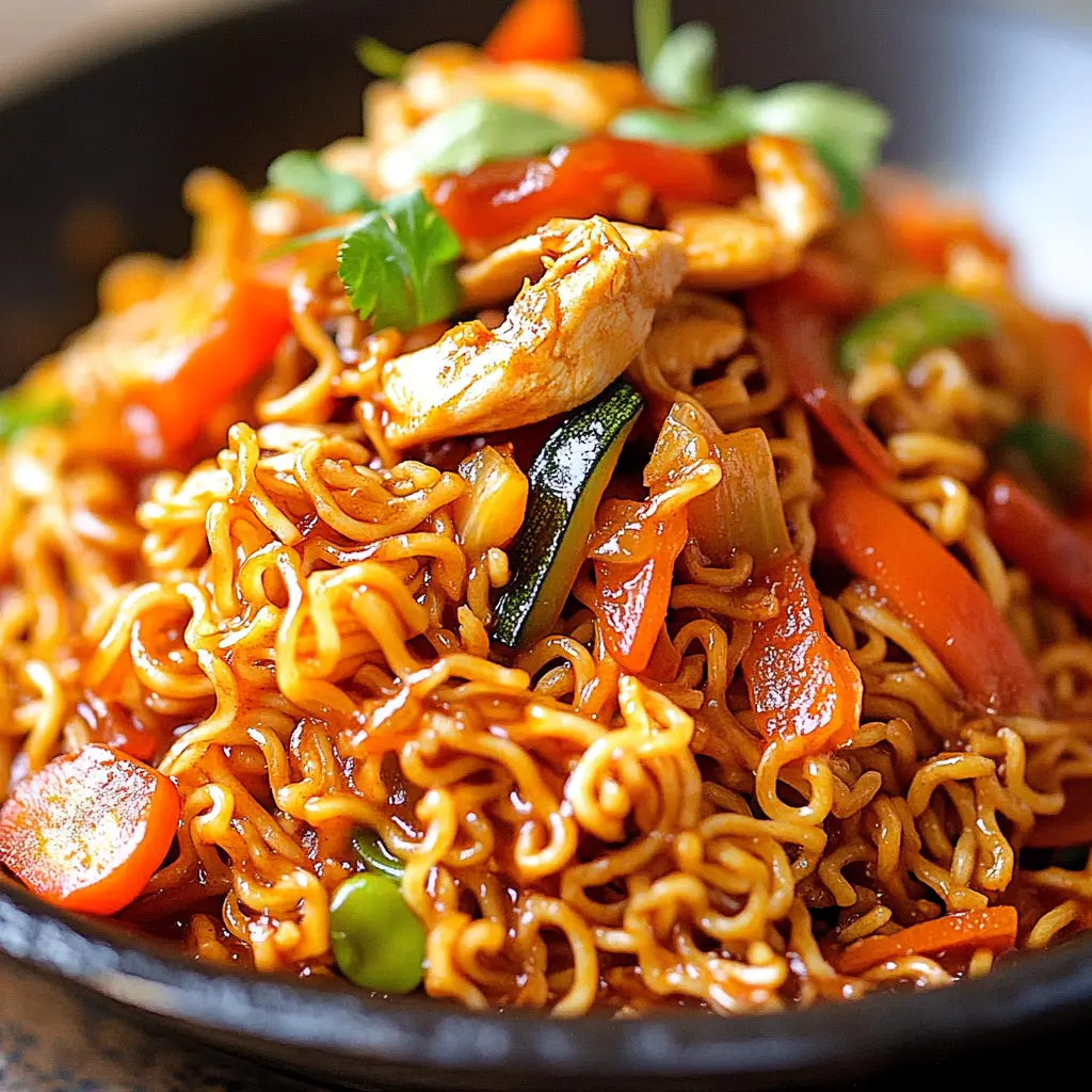 Chicken Vegetable Ramen Noodles Easy Weeknight Dinner 6 CHICKEN VEGETABLE RAMEN NOODLES centered hero view, clean and uncluttered