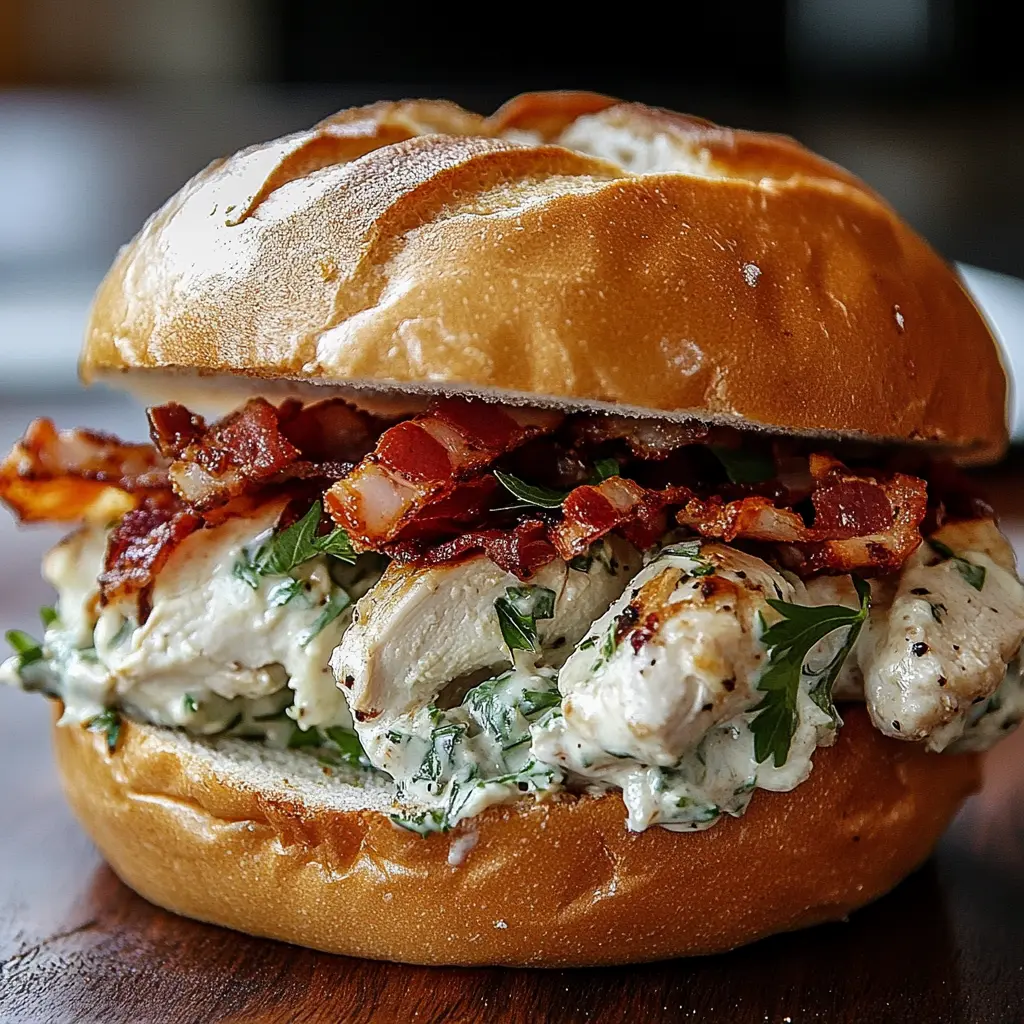 Chopped Chicken Bacon Ranch Sandwich Recipe Easy Best 6 Chopped Chicken Bacon Ranch Sandwich centered hero view, clean and uncluttered
