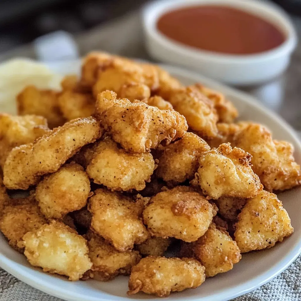 Copycat Chick-fil-A nuggets on a plate, golden and crispy