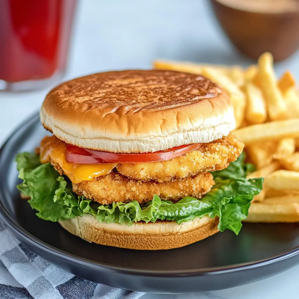 Crispy golden Copycat Chick-fil-A Sandwich on a toasted bun with pickles