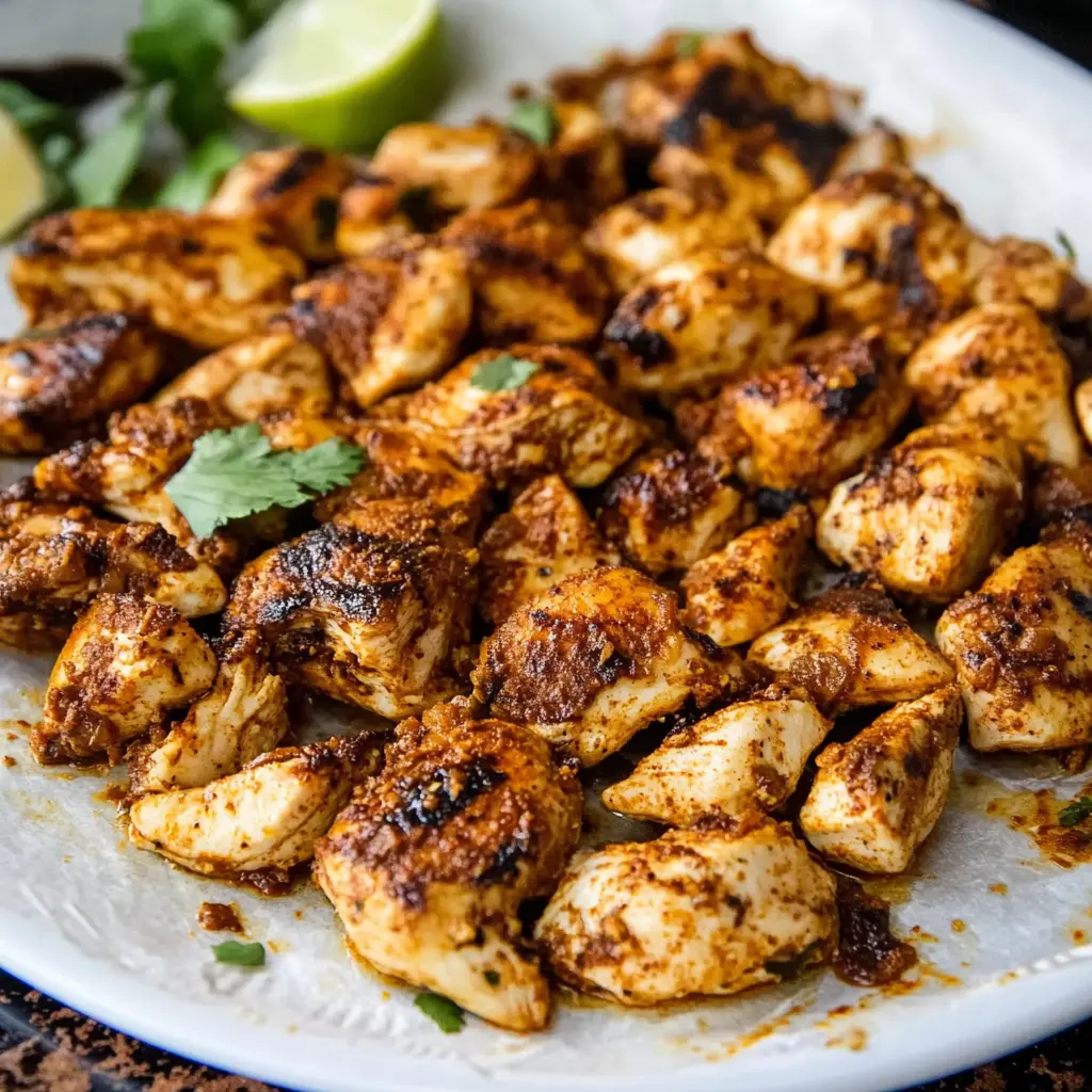 COPYCAT CHIPOTLE CHICKEN RECIPE centered hero view, clean and uncluttered