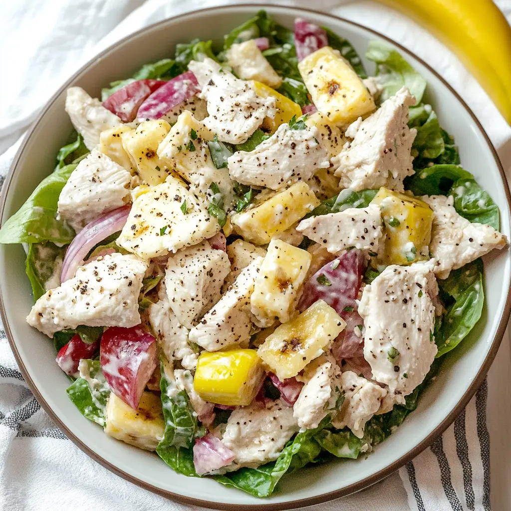 Cottage Cheese Chicken Salad with Banana Peppers in a bowl, fresh and vibrant presentation