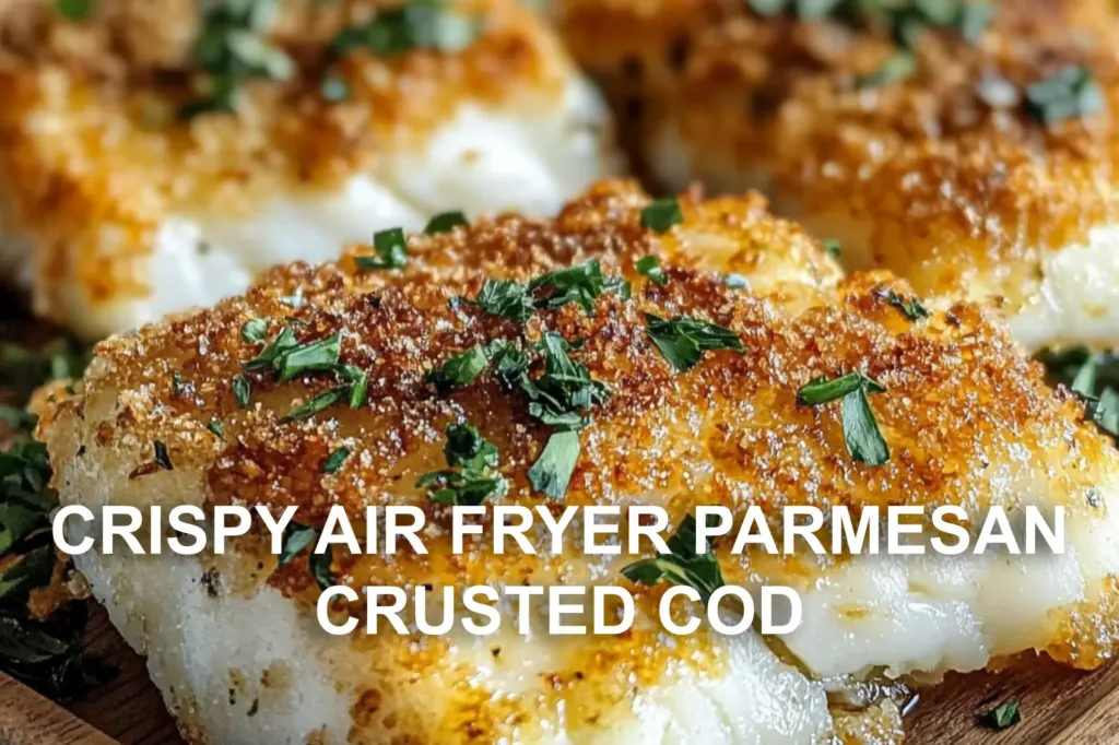 CRISPY AIR FRYER PARMESAN CRUSTED COD centered hero view, clean and uncluttered