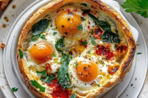 Easy Baked Feta Eggs Recipe: Quick and Irresistible EASY BAKED FETA EGGS centered hero view, clean and uncluttered