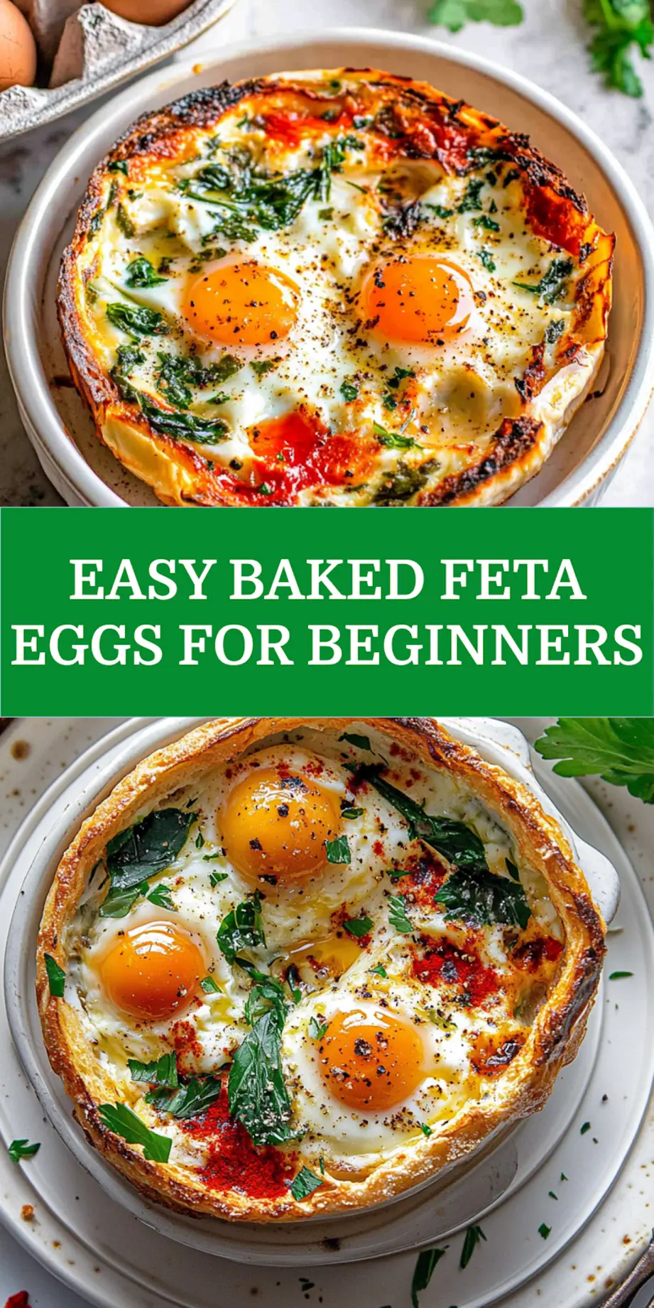 Easy Baked Feta Eggs Recipe: Quick and Irresistible 7 EASY BAKED FETA EGGS centered hero view, clean and uncluttered