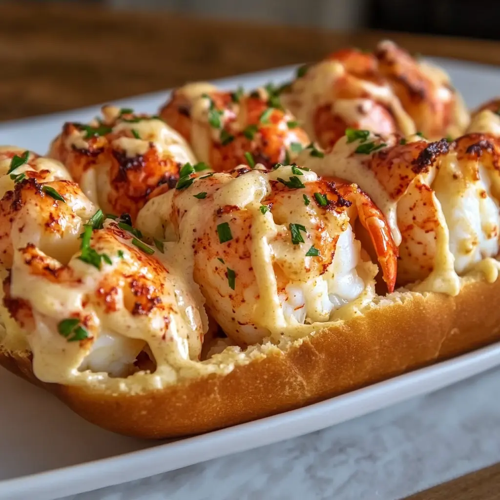 GARLIC BUTTER LOBSTER ROLLS centered hero view, clean and uncluttered