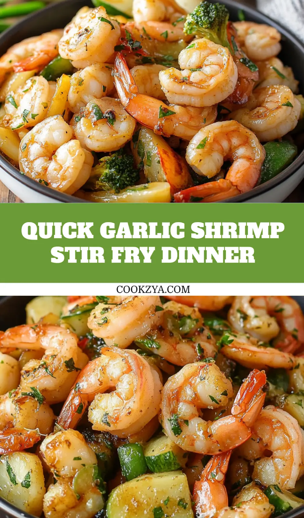 GARLIC SHRIMP STIR FRY centered hero view, clean and uncluttered