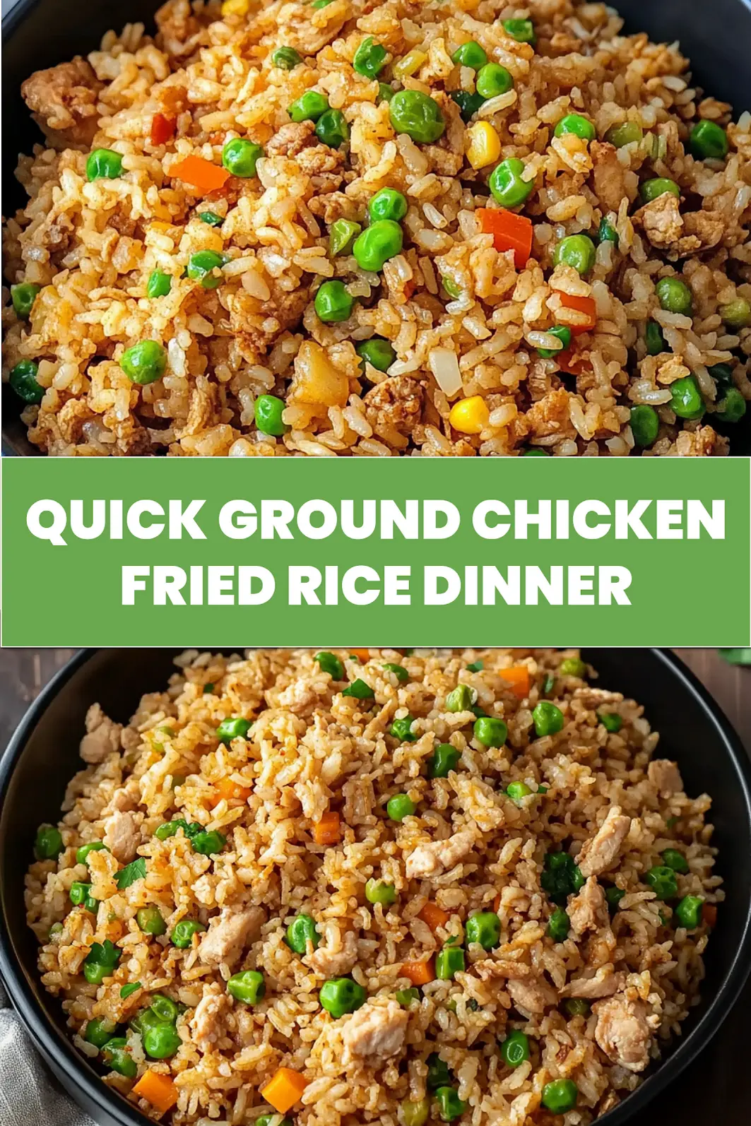 Ground chicken fried rice centered hero view, clean and uncluttered