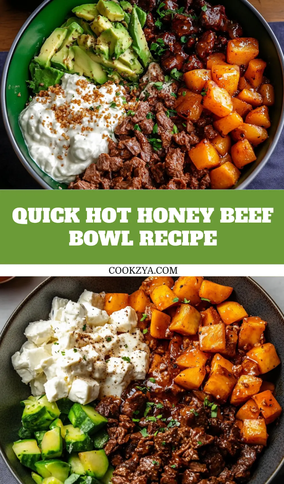 Hot Honey Cottage Cheese Sweet Potato Beef Bowl Recipe 7 Hot honey cottage cheese sweet potato beef bowl Pinterest pin view