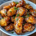 AIR FRYER HONEY BUTTER GARLIC CHICKEN centered hero view, clean and uncluttered