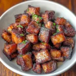AIR FRYER PORK BELLY BITES centered hero view, clean and uncluttered