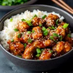AIR FRYER SESAME CHICKEN centered hero view, clean and uncluttered