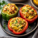 AIR FRYER STUFFED PEPPERS centered hero view, clean and uncluttered