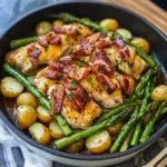 ASPARAGUS BACON CHICKEN POTATO centered hero view, clean and uncluttered