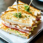 CLUB SANDWICH RECIPE centered hero view, clean and uncluttered