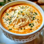 CROCK POT CREAMY CHICKEN PARMESAN SOUP centered hero view, clean and uncluttered