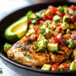 FIESTA LIME CHICKEN RECIPE WITH AVOCADO centered hero view, clean and uncluttered