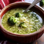 GARLIC ITALIAN BROCCOLI SOUP centered hero view, clean and uncluttered