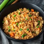 GROUND CHICKEN FRIED RICE centered hero view, clean and uncluttered